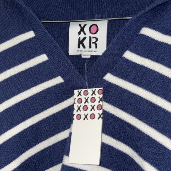 Kerri Rosenthal XOKR Women's Navy and White Striped Hoodie with Heart - Picture 6 of 7